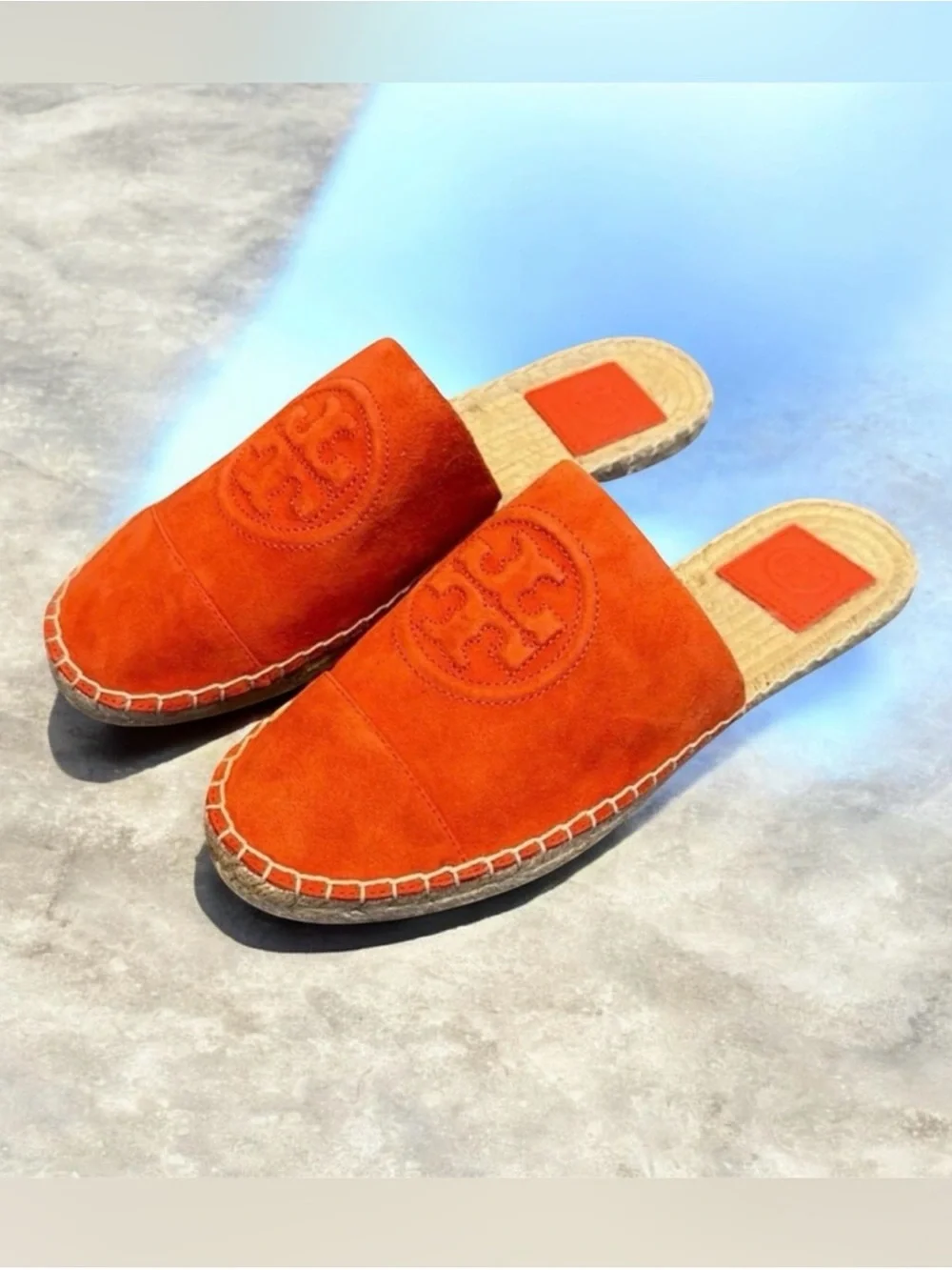 Like New ~ Tory Burch Orange Suede Slip On Espadrilles ~ Size 7.5